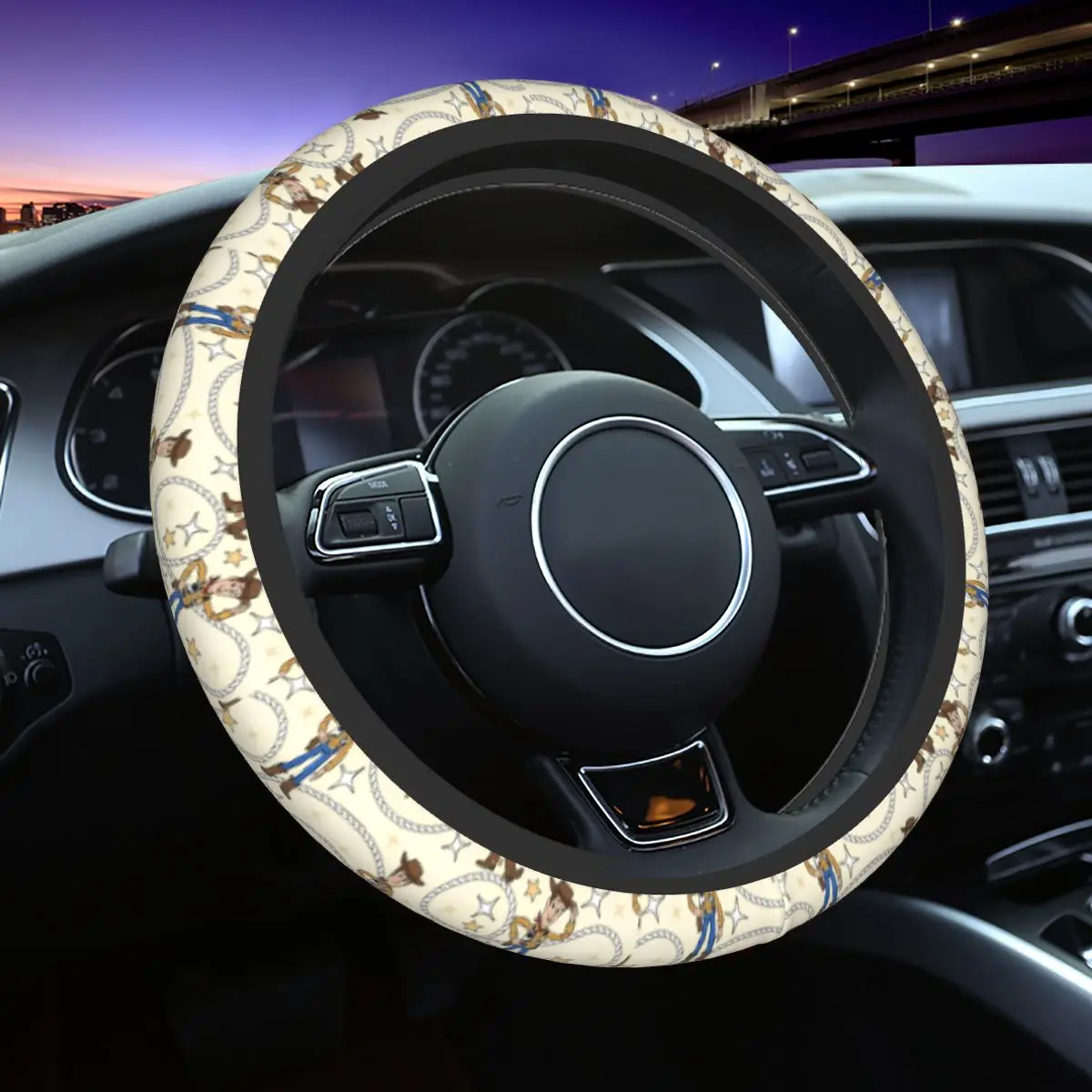 

38cm Car Steering Wheel Cover Toy Story Cartoon Characters Woody Universal Auto Decoration Elastische Car Accessories
