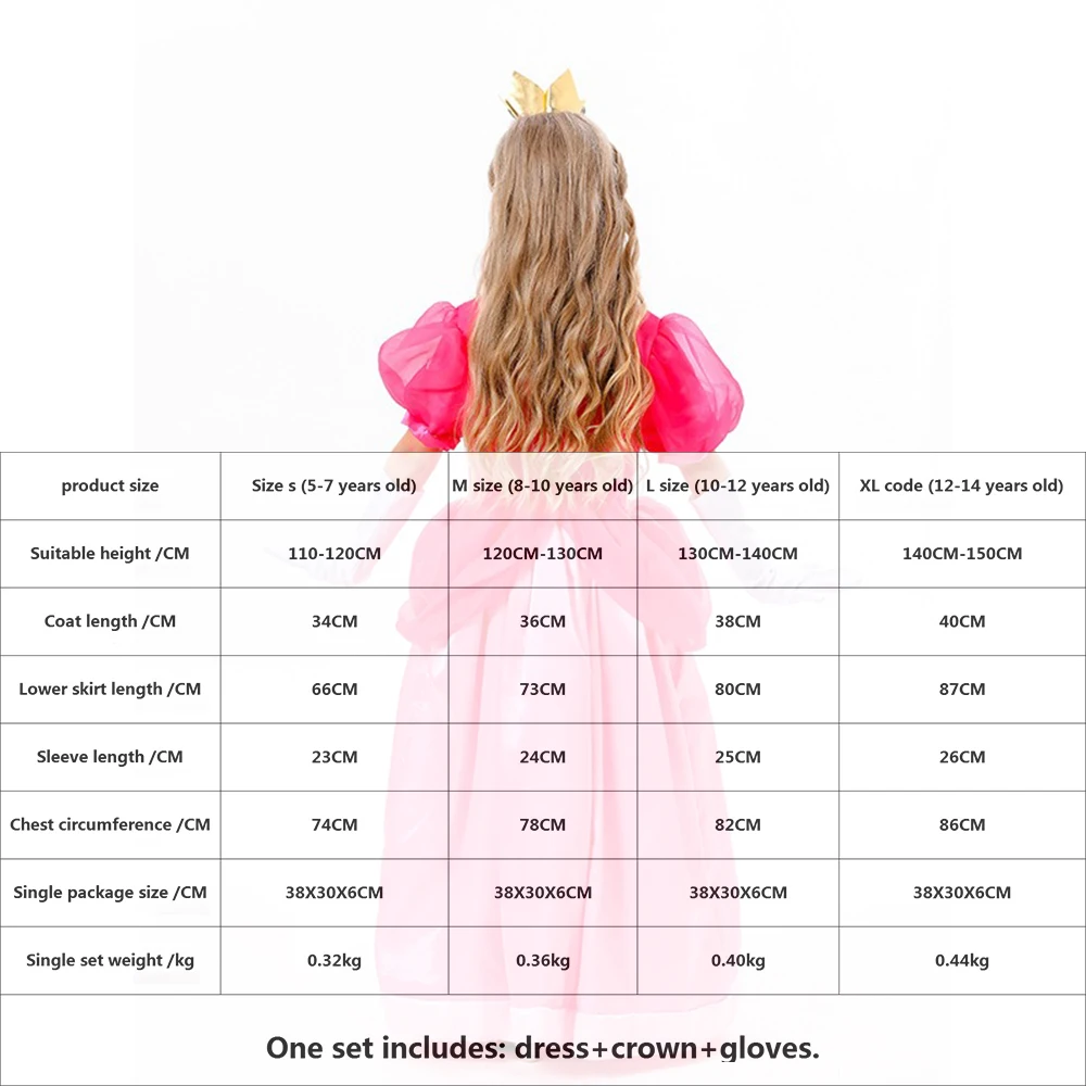 Halloween Rosalina Dress Girls Peach Costume Daisy Cosplay Costumes Children Birthday Dress Up Party Carnival Fancy Outfit