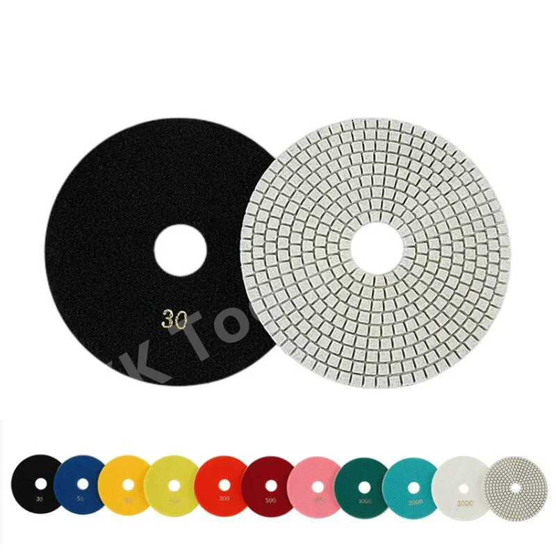 

10PCS 5"/6" Wet Diamond Polishing Pad Grit30-3000 Flexible Grinding Discs For Granite Marble Stone Concrete Floor Polishing Tool