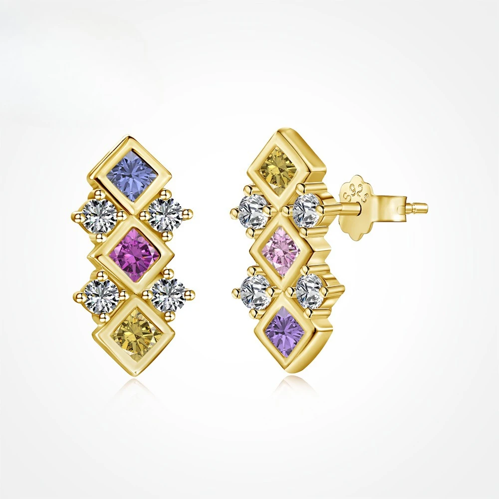 

New S925 Silver Earnail Women's Geometric Diamond Zircon Design Exquisite Fashion Earrings Wedding Jewelry