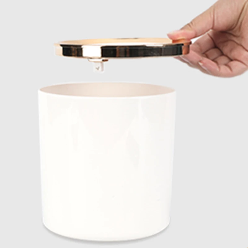 Desk Bin with Lid Mini Table Trash Can Portable Small Dustbin for Bathroom Living Room Kitchen Car Dressing Table