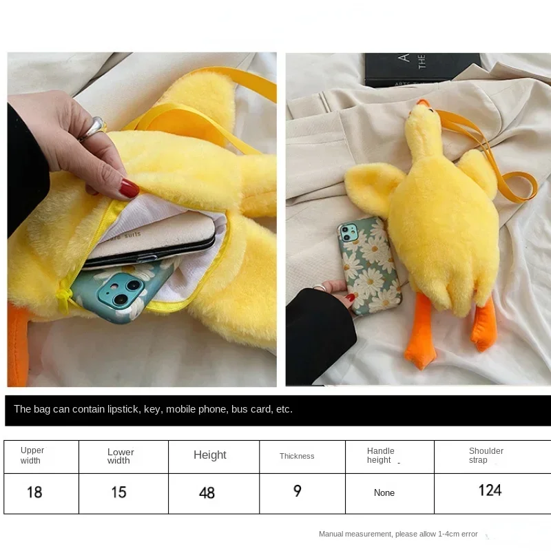 Plush Backpacks Cute Funny Adult Kid Girls Duck Plush Purse Cartoon Animals Shape Crossbody Bag Shoulder Kawaii Bag рюкзак