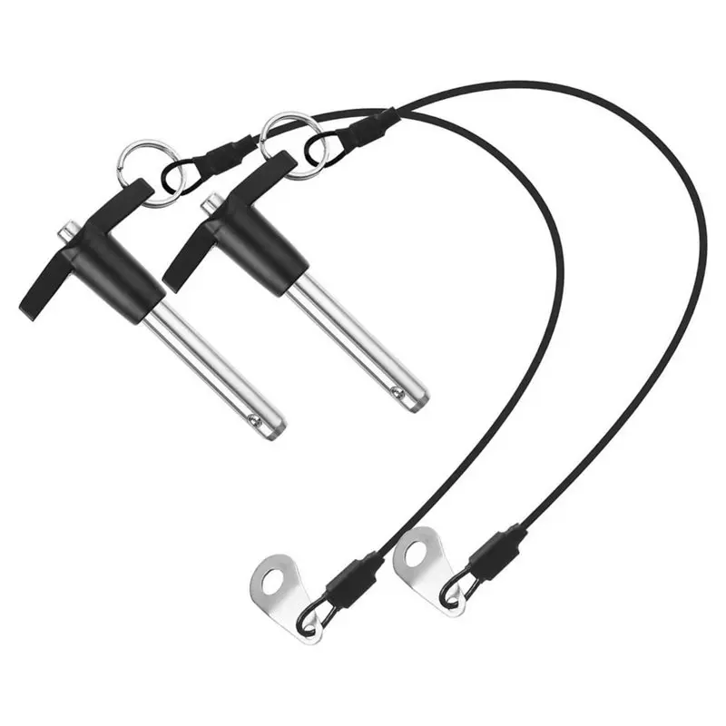 VELIF-2Pack T Handle Ball Locking Pin,304 Stainless Steel Balls Quick Release Pin With Push Button Lanyard Usable Length 1.57