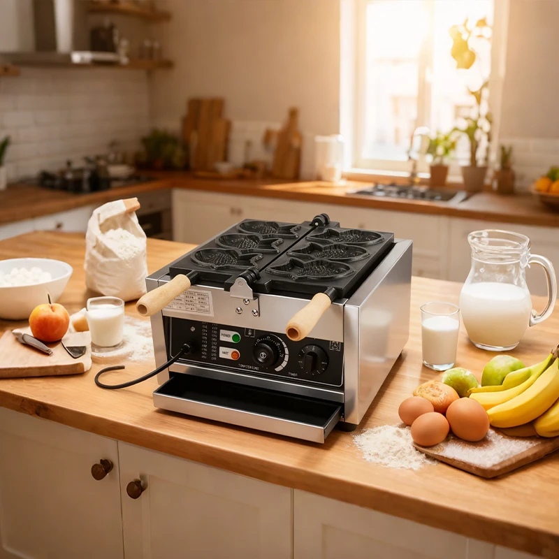 التجارية Taiyaki صانع الكهربائية 3 قطعة شكل السمك آلة صنع الوافل لشركة أيسر Barquillos الأسماك الفولاذ المقاوم للصدأ صانع الوافل