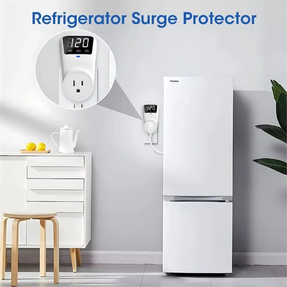(ABZD) Protector de Sobretensión y Estabilizador  Voltaje - Protector  Sobretensión  Montaje en Pared para Refrigerador,