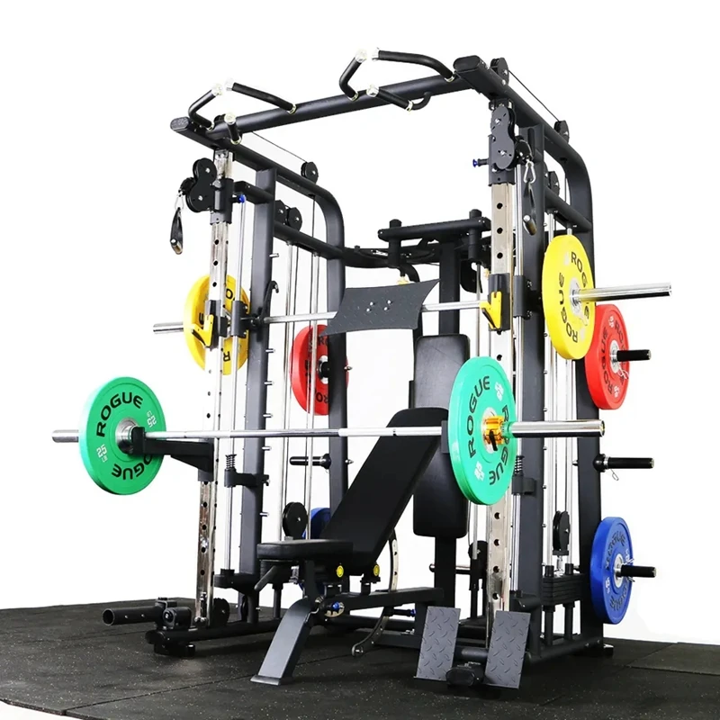 Hot Selling Multi Functional Trainer Barbell Rack Commercial Power Squat Rack Sports Fitness Center Gym Equipment Smith Machine