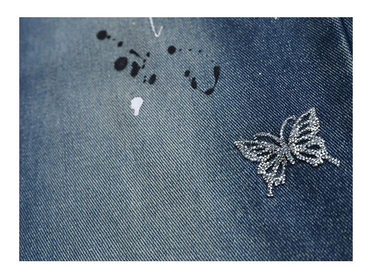Neue Kinder-Modejeans mit Schmetterlingen für Mädchen, Stylische Gerade Denim-Hosen, Kinder-Teenager-Jeans im Loose-Stil – Detail 10