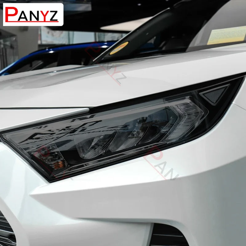 2 Pcs  For Toyota RAV4 XA50 2019 2020 Car Headlight Protective Film Vinyl Protection Transparent Black TPU Sticker Accessories