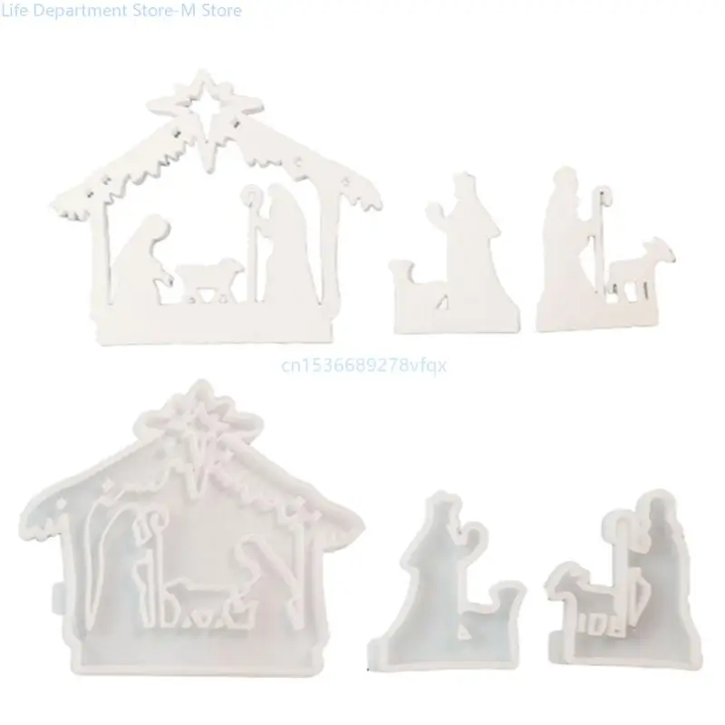 3x/Set Religious Molds Jesuses Baptism Silicones Mould Resins Castings Mould Baking Molds for Table Decorations