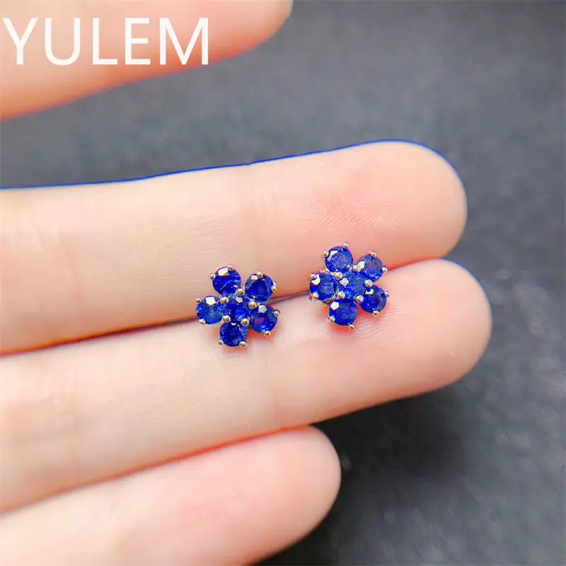 Small Round Sapphire Stud Earrings 3mm Natural Sapphire 925 Silver Sapphire Earrings Gift for Woman Simple Gemstone Earrings