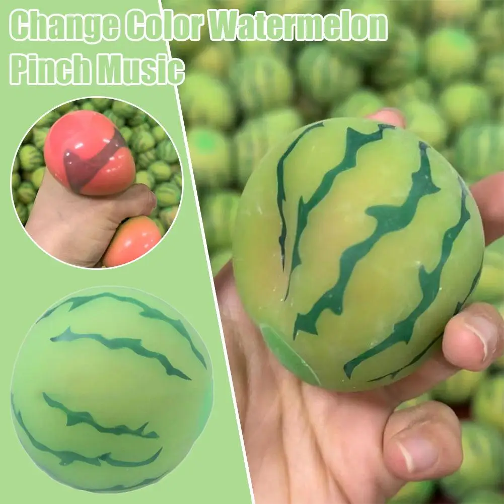 Color-changing Watermelon Decompression Squeeze Ball Gift Reliever Toys Stress Sensory Fruit Simulation Fidget Squeeze B3T7