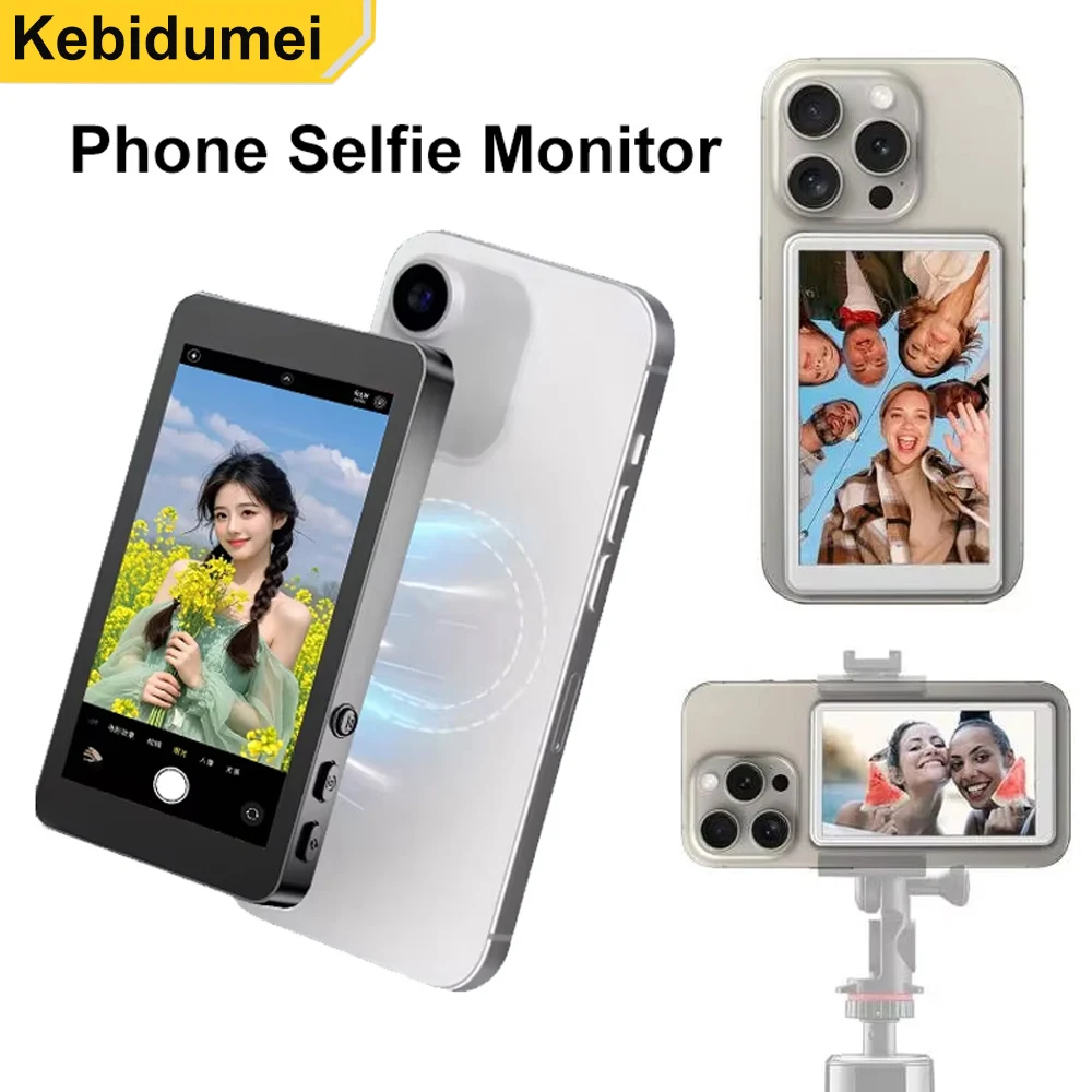Phone Vlog Selfie Monitor Screen Portable Back Camera Monitor with Magnetic Connection and Remote Control for Selfie Vlog Live