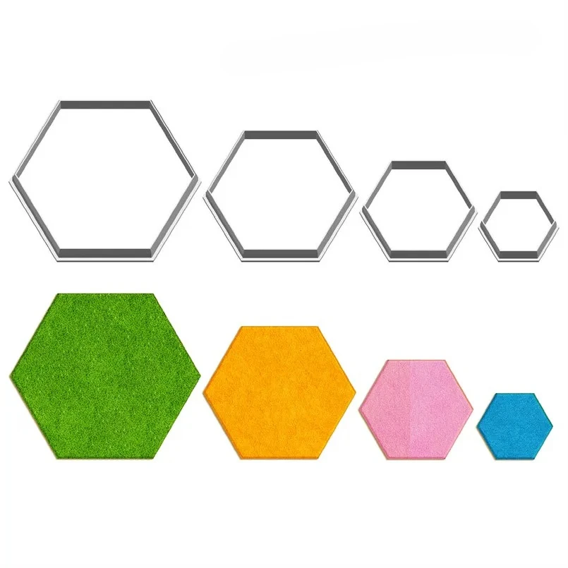 Plastics Molds,Four Specifications Cartoon Geometric Figure,Hexagon Cake Fondant Tools,Cookie Sushi and Fruit Cutters