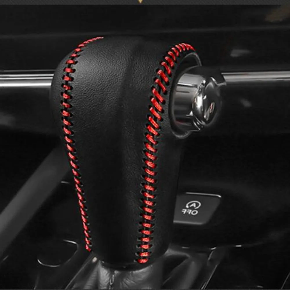 AT Leather Car Gear Head Shift Knob Cover Gear Collars for Honda Vezel HRV HR-V 2014 - 2022 Interior Accessories