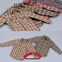 In Stock 1/6 Scale Male Soldier Casual Collar Long Sleeves Plaid Shirt Model Clothes For 12Inch Action Figure Doll Body