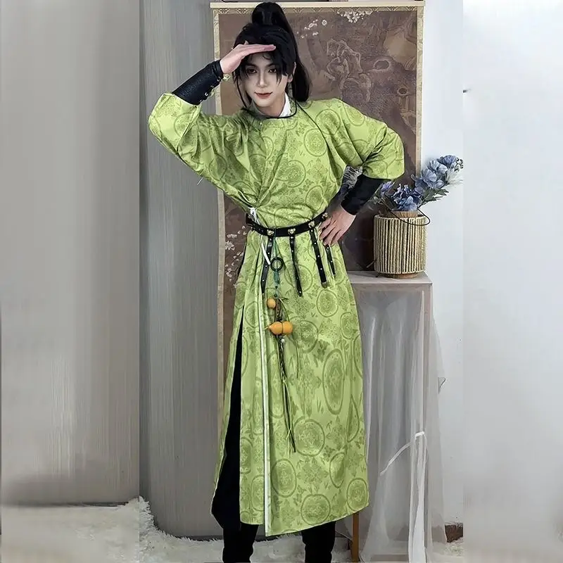 الرجال القديمة Hanfu الصينية رداء من الحرير زي تانغ سلالة طويلة الياقة المستديرة رداء الرجال النساء خمر الرقص العرقي Hanfu مجموعة