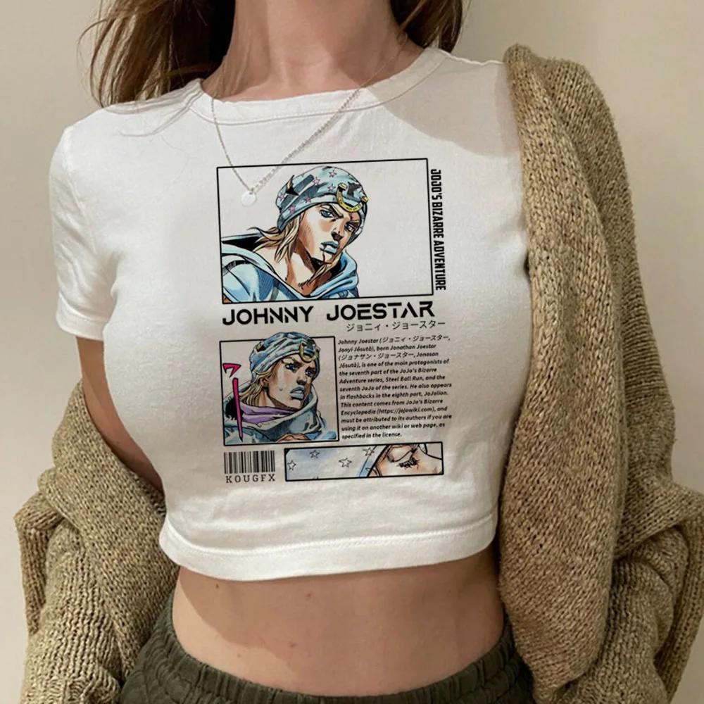 جوجو غريب مغامرة الصلب الكرة تشغيل المحاصيل الأعلى 2025 جيارو بيبي دول harajuku سليم صالح لطيف 2000s لطيف امرأة تيز