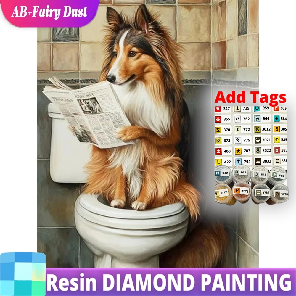 

Смола AB Фея Пыль Полный Квадратный Круглый Алмазная Мозаика Собака Животное DIY Алмазная Картина Туалет Подходит для начинающих Вышивка Ха