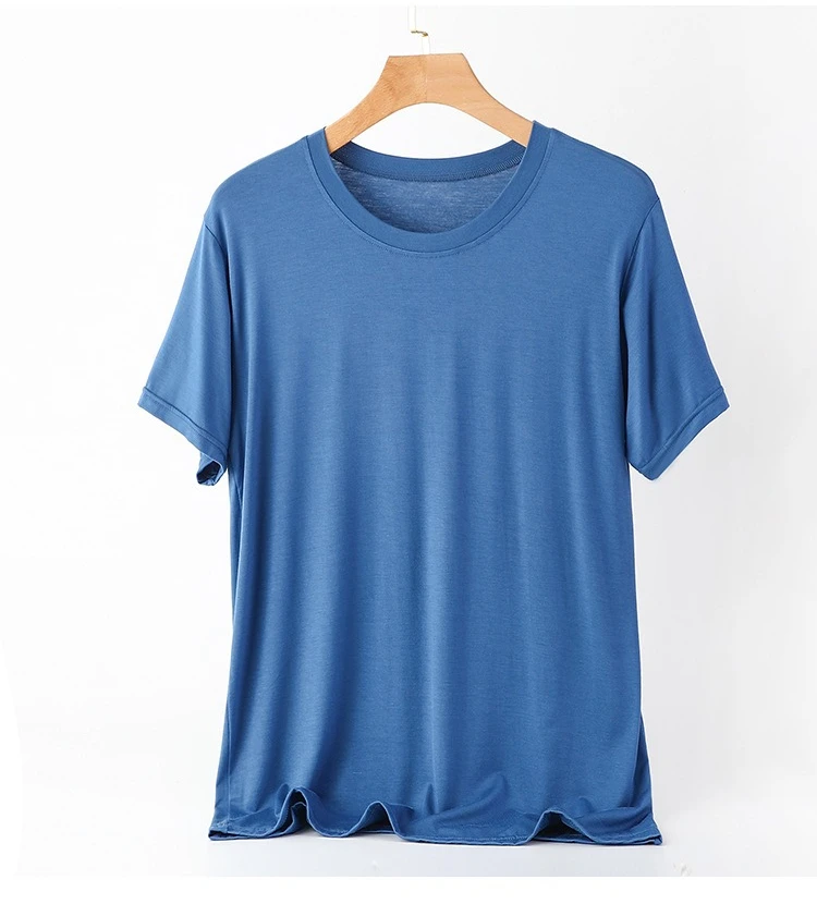 Modal Herren Kurzarm T-Shirt Frühling Solide Sportbekleidung Übergroße Loose Fit Halbarm Sweatshirt Grau Pyjama Homewear – Detail 8