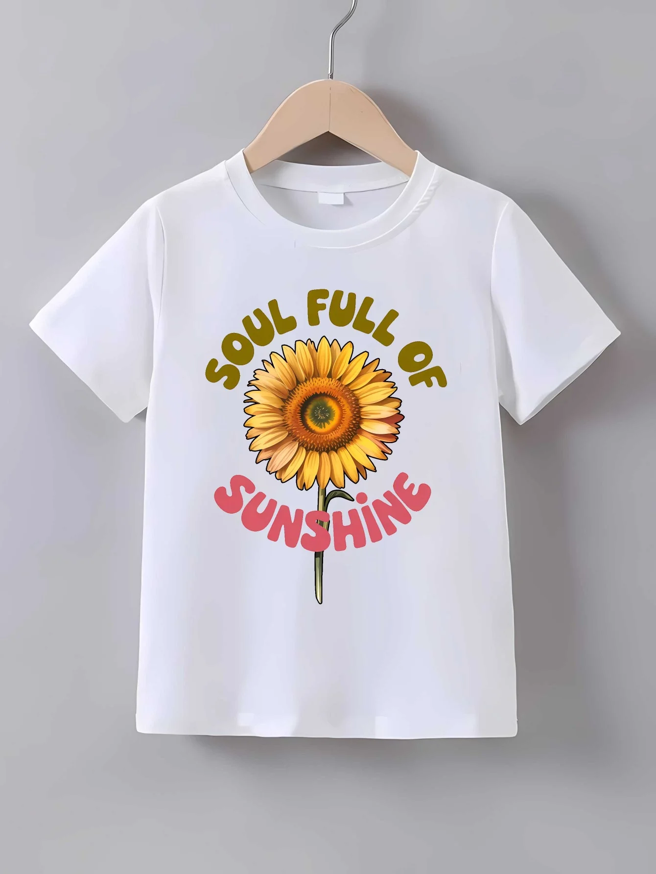 Soul Full Of Sunshine Sunflower Print T Shirt Family Matching Outfit Boys Girls Kids Short Sleeve Flower Children Daily Tees