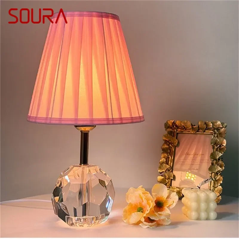 SOURA ModernLuxury Crystal Table Light LED Moda Arte Sala de estar Quarto Estudo Quarto de menina Villa Hotel