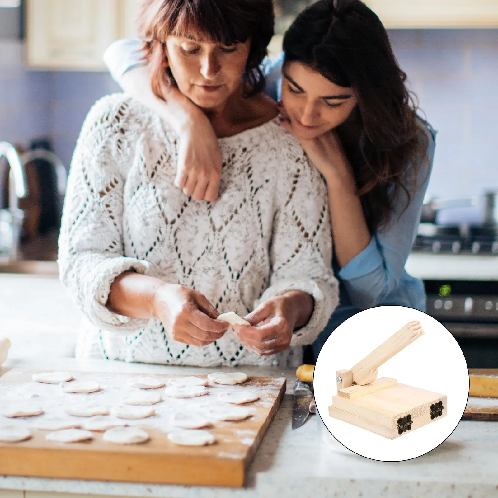 

1 Pc Dumpling Skin Mold Wooden Dough Presser Fine Workmanship Dumpling Pressing Mold Convenient Kitchen Gadget