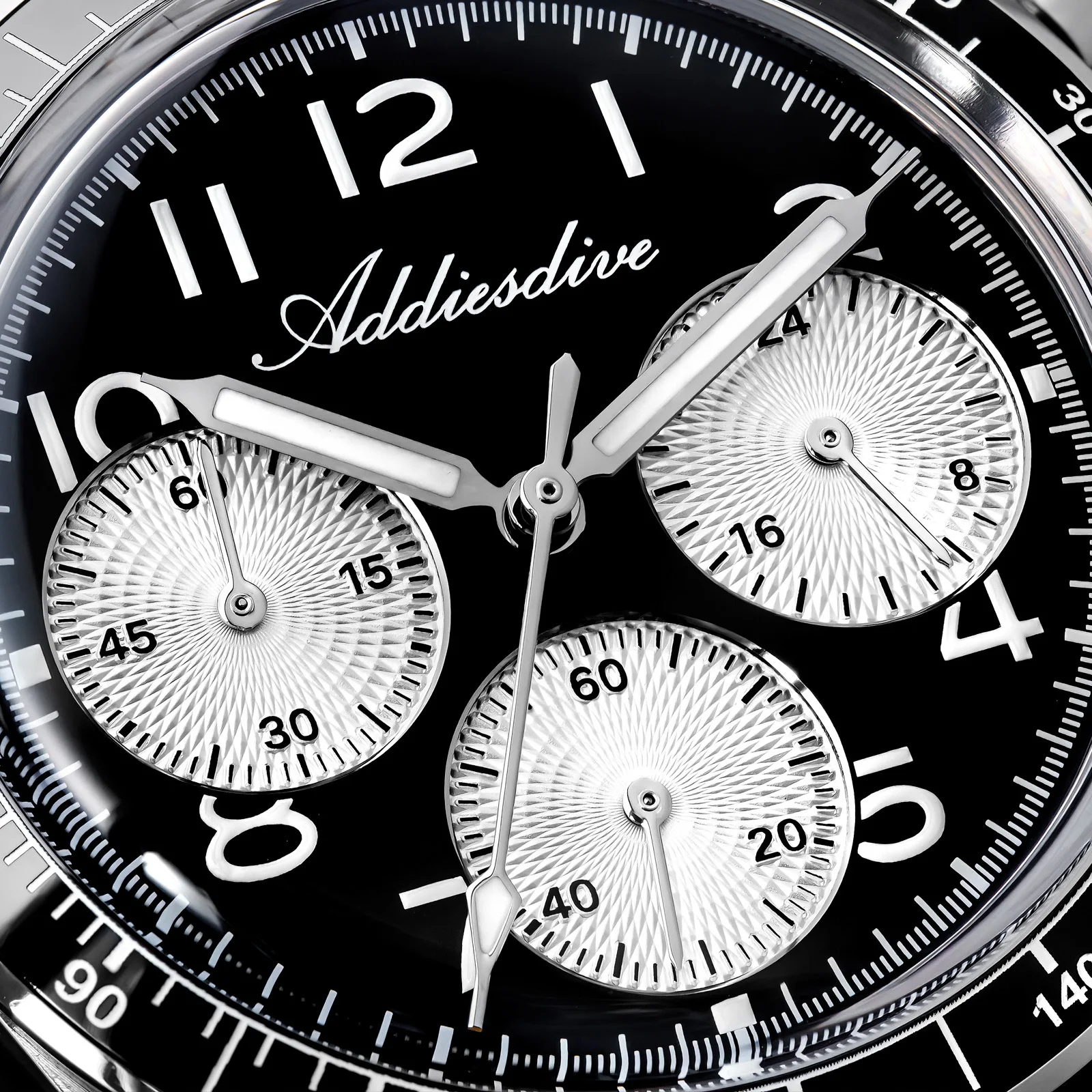 ADDIESDIVE VK63 Diving Men's Watch Multifunctional Chronograph Wristwatches Waterproof Ceramic Bezel Bubble Mirror Glass Watches