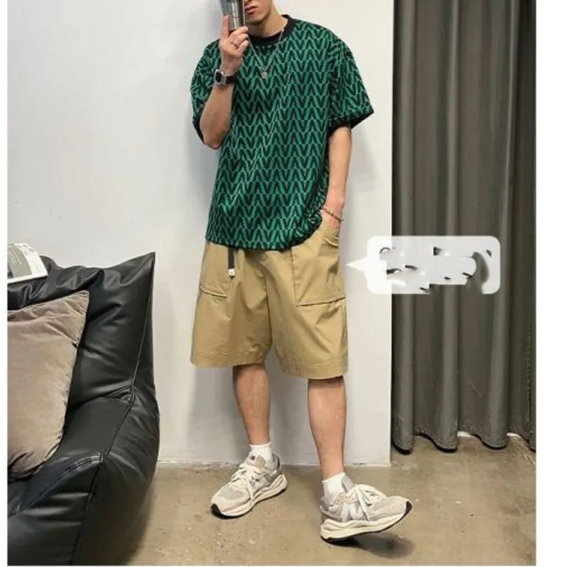 Men's New Summer Crew Neck Pullovers Printed Fashion Casual Loose Short Sleeve Versatile Handsome High Street T-shirt Tops