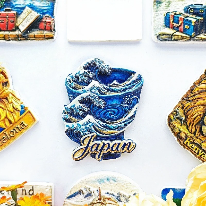 Japan Wave Fuji Fridge Magnet - Classic 3D Ukiyo-e Souvenir Unique Japanese Art Gift for Travel & Zen Home Decor
