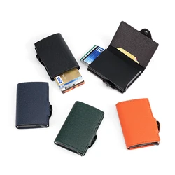 New PU Leather Credit Card Holder Automatic Pop Up Bank Card Case Tri-Fold Mini Hasp Coin Package Money Clip Unisex Wallet