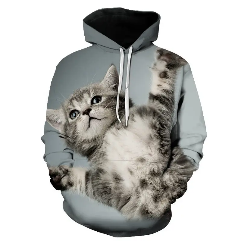 

Cartoon Kawaii Hoodies 3D Printed Cat Oversize Mens Women's Sweatshirt Pullover Long Sleeve Oversized Hooded Sweatshirts Tops