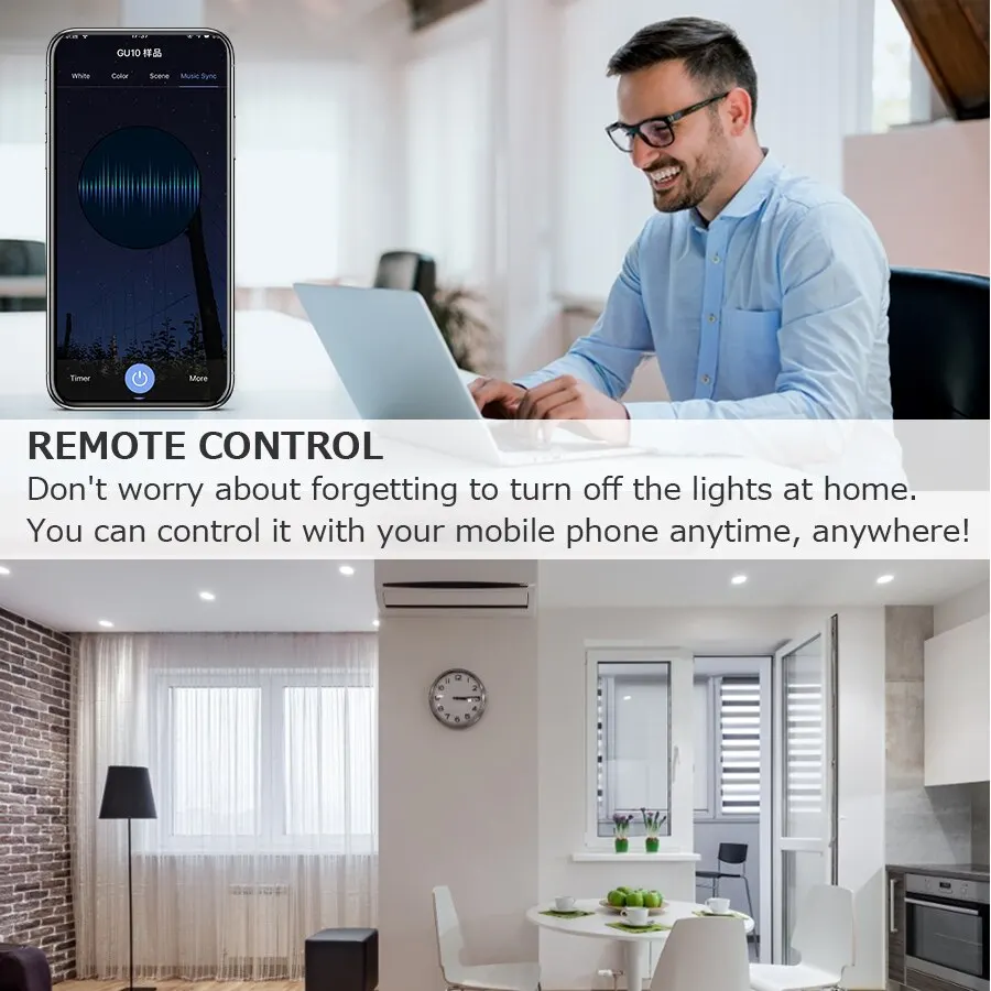 WiFi GU10 LED Light Bulb Dimmable 5W RGB Smart LIfe APP Work With Alexa Google Home Lamps Spotlights Dimmable Colour 110V 220V