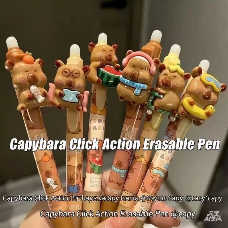 Kawai Kaai Kapibara Thermal Erasable Pen INS Style Student Writing Pen High Appearance Cute PressTouch Lovely Gel Pen Supplies
