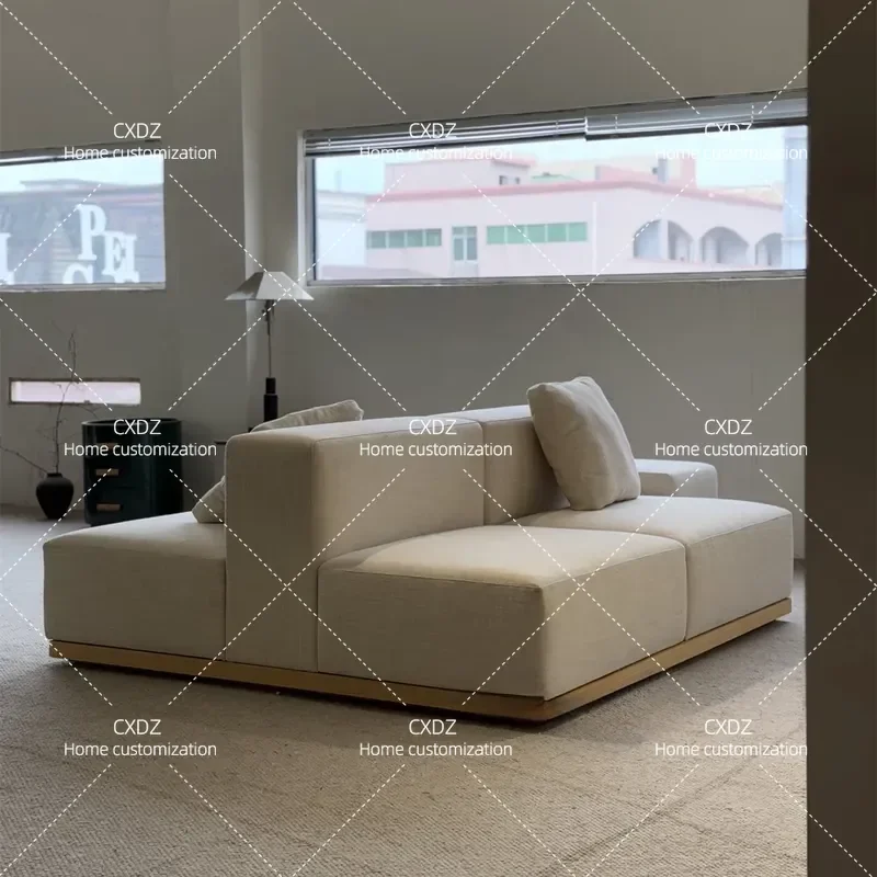 Simple Solid Wood Fabric Double Sided Sofa for Business Club Exhibition Hall Hotel Sales Department Living Room Furniture