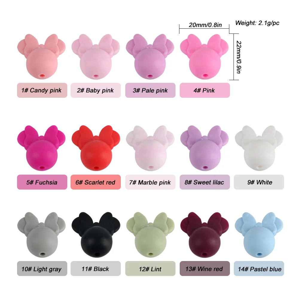 Silicone Clips Beads Teether Cartoon Mouse For Jewelry Making Baby Toys DIY Pacifier Chain Necklace Jewelry Accessories