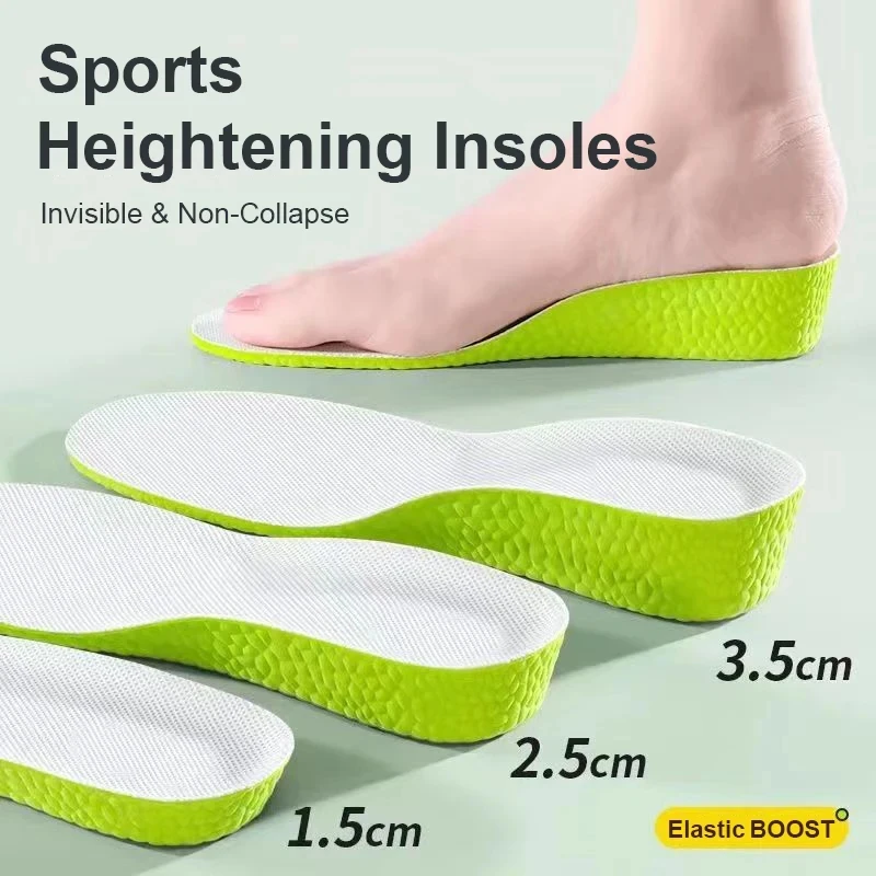 1 Pair Sports Shock Absorption Insole for Feet Height Increase Insoles Men Women Shoes Insoles 1.5cm/2.5cm/3.5cm Growing Sole