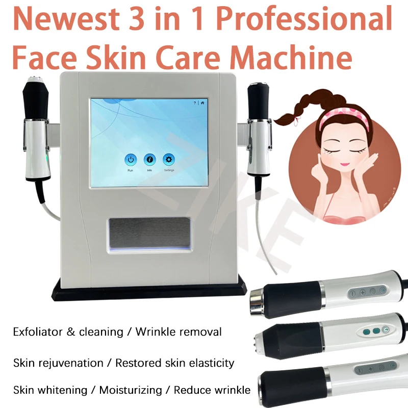 3 IN 1 RF Ultrasonic CO2 Exfoliate Face Lifting Device Skin Tightening Oxygen Jet Peel Bubble Machine