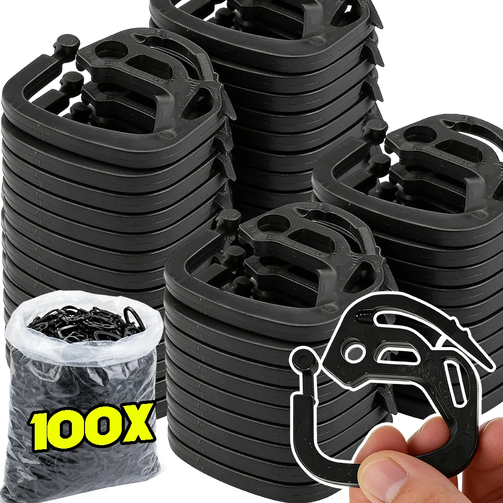 

50/100Pcs Shade Cloth Black Hooks Plastic Sunshade Net Fixing Clip Hanging Clamps Buckle Reusable for Outdoor Camping Awning