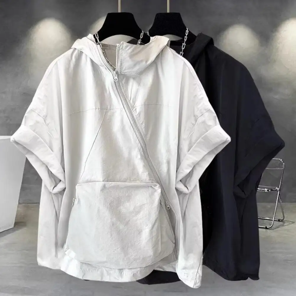 Shirt men\'s new summer fashion casual loose short sleeve fashion hooded top brand half sleeve hooded top thin coat men