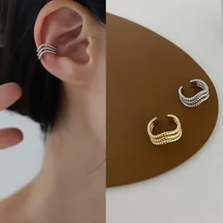 2-color Fashion Wave Clip Earrings No Pierced Ear Post Bone Cuff Clip On Earrings Hollow Fake Cartilage Earring for Women