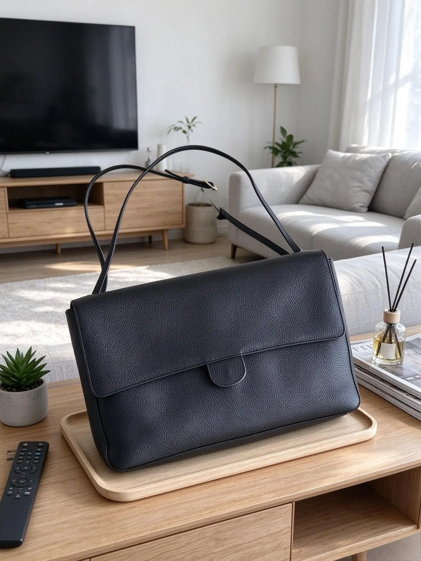 Women Minimalist Solid Leather Flap Shoulder Bag Classic Pebble Grain Adjustable Long Strap Daily Work Purse