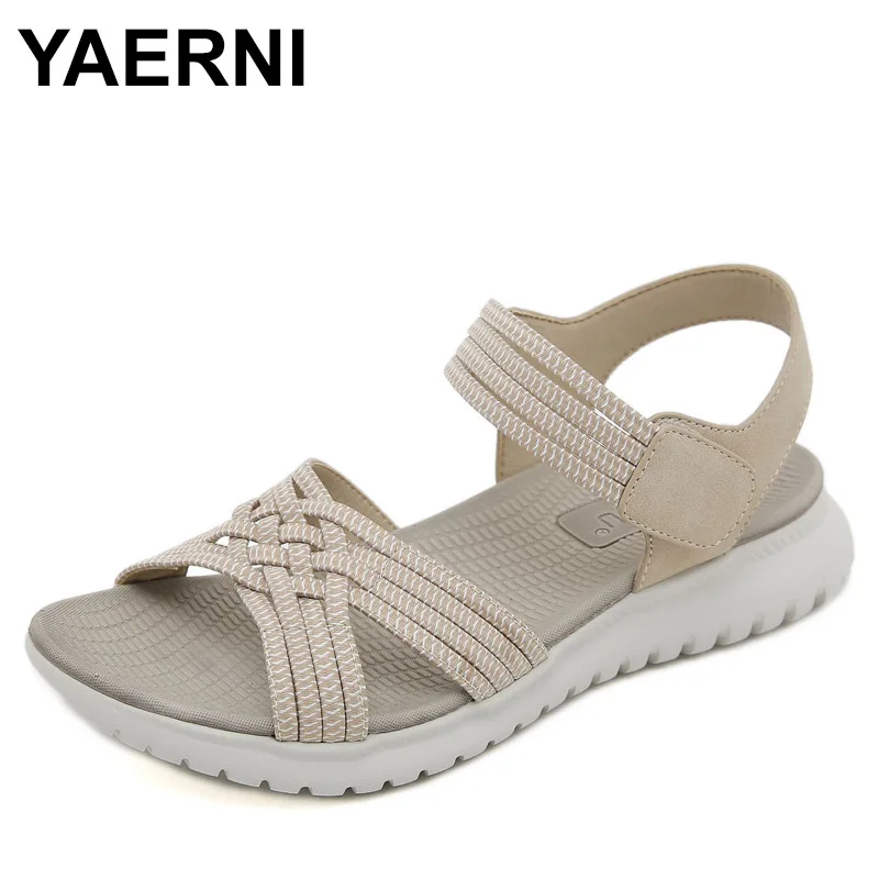 Sandali da donna estate Casual antiscivolo PU leggero Comfort elastico morbido MD Platform zeppe tacchi alti scarpe da spiaggia donna