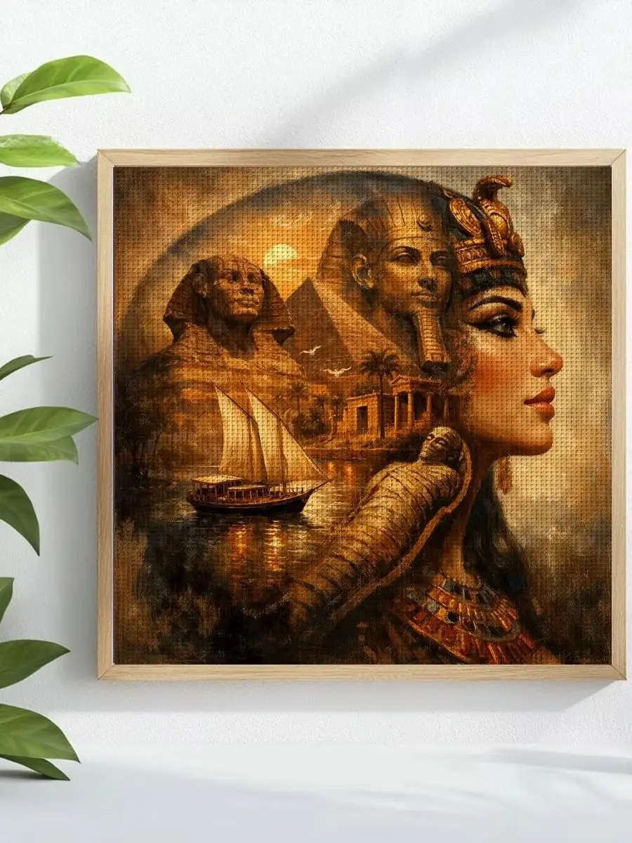 1 Stück 30x30 cm/11,8 Zoll Prinzessin von Ägypten Gestempeltes Kreuzstich-Set DIY-Kit 11/14/16CT DIY-Stickset DIY-Kreuzstichset – Detail 1