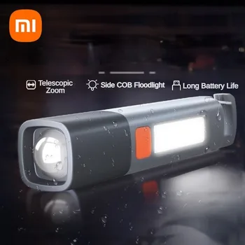 Xiaomi USB 충전 LED 손전등 3 모드 휴대용 강력한 빛 줌 토치 야외 캠핑 램프 랜턴 방수 손전등