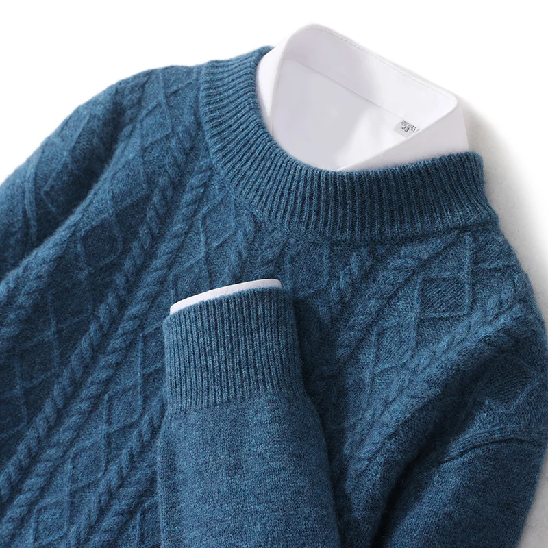 เสื้อสเวตเตอร์ผู้ชายคุณภาพสูง ทำจากขนสัตว์แท้ 100% คอเต่า แขนยาว หนานุ่ม อุ่นสบาย เหมาะสำหรับฤดูใบไม้ร่วงและฤดูหนาว สไตล์เกาหลี