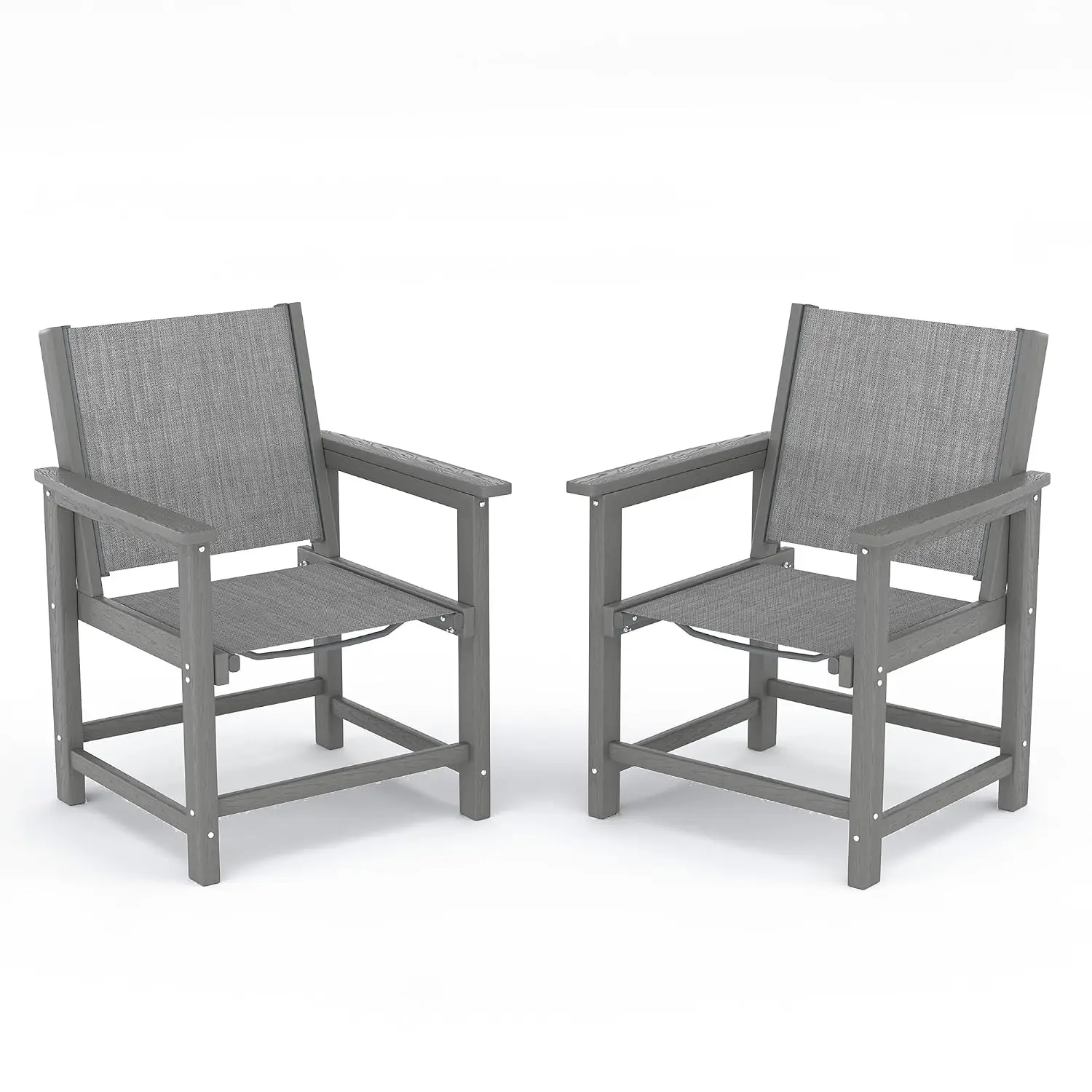 HDPE Outdoor Dining Chair 2-Pack Weather Resistant Widen Patio Textilene Backrest Heavy Duty Porch Deck Garden, Customized