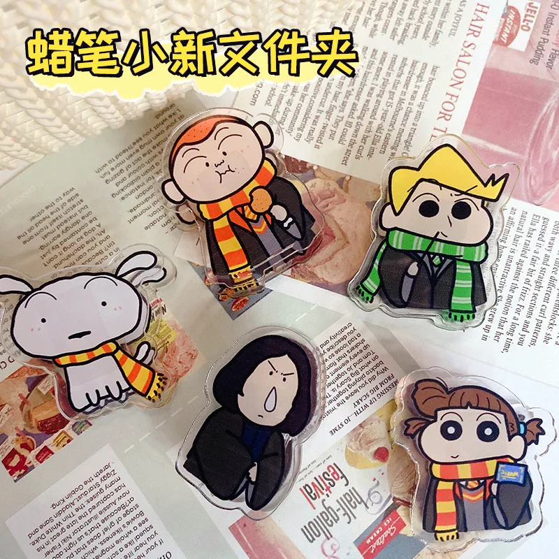 6/30 Pcs Crayon Shinchan Acrylic Pp Clip School Of Creative Magic Double-Sided Clamp Photo Folder Clip Folder Cartoon Stationery