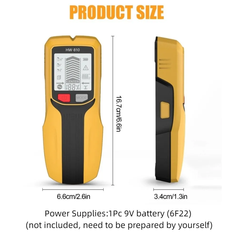 High Accuracy 6-in-1 Stud Finder Accurately Locate Depth Tracker Wall Detector Scanner Multi-functional Portable