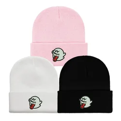 Winter Autumn Unisex Creative Embroidery Grimace Sticking Out Tongue Little Devil Beanies Skull Hat Outdoor Keepwarm Caps W248