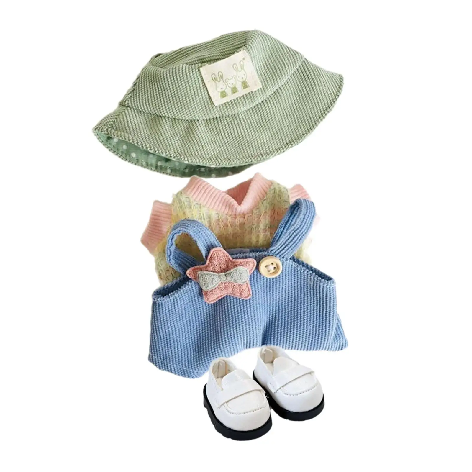 15cm Plush Doll Clothes Photo Props Costumes with Hat Stylish Dress up Comfortable Cartoon with Shoes Stuffed Animals Clothes